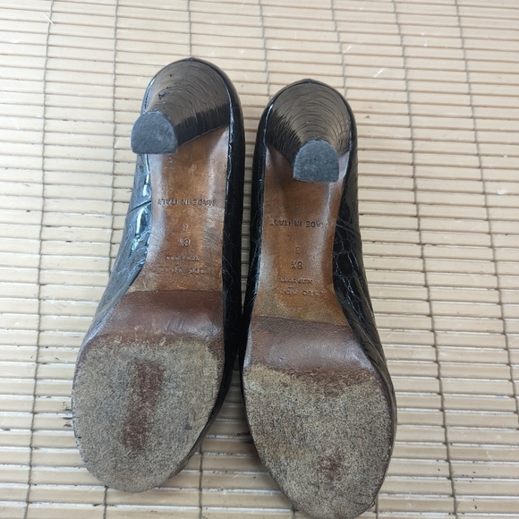 kate spade new york shoes black alligator embossed leather 4" heels open toe wom - Picture 10 of 11